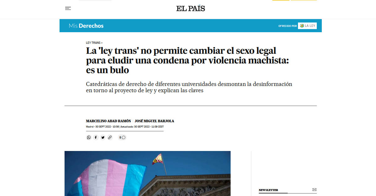 La ‘ley trans’ no permite cambiar el sexo legal para eludir una condena por violencia machista: es un bulo