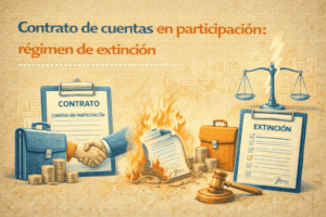 Imagen corporativa sobre el régimen de extinción del contrato de cuentas en participación en derecho mercantil y sus efectos jurídicos.